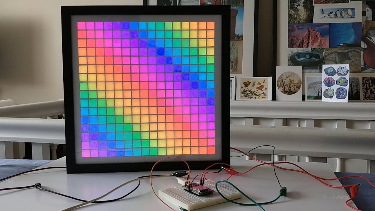 Free STL file LED RGB Matrix WS2812B ESP32 WLED 32x32 round square grid  screen IKEA picture frame diffusor sound active 🟪・3D printing template to  download・Cults