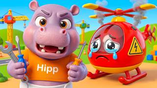 Il veicolo si è fatto male! 🚁🚜 Baby Hippo ripara elicottero, escavatore e carrello elevatore | Ca... screenshot 3