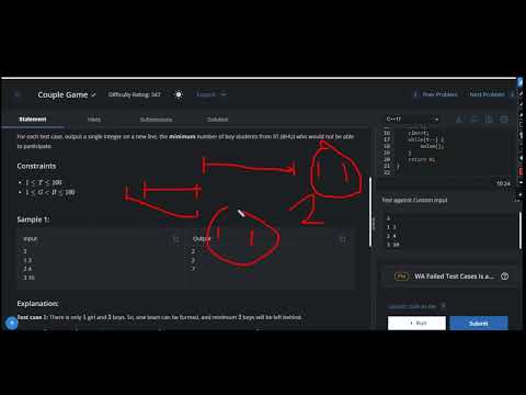Couple Game | Codechef | Starters | Full solution & explanation