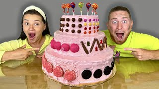 Mukbang Giant Cake Magic Decoration! How Do They Find So Many Sweets | Marta and Rustam