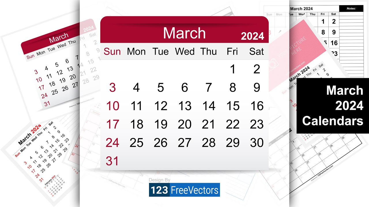March 2024 Calendar  123FreeVectors