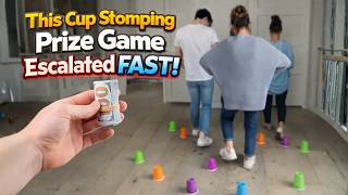 This Cup Stomping Prize Game Escalated FAST! 🤣🥤 #shorts #viralgames