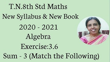 T.N.8th Std Maths  Exercise:3.6  Sum - 3  | Algebra.