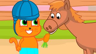 Cats Family in English - Pony Racing Cartoon for Kids
