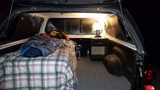 Boondocking   Home Made Truck Canopy Camper Setup, Camping In Winter 10 Degrees