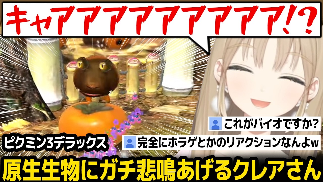 【ピクミン3】原生生物との遭遇でホラゲー並みの良いリアクションをするクレアさんw【シスター・クレア にじさんじ】