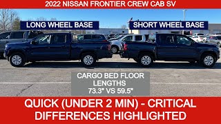 2022 Nissan Frontier SV Crew Cab Long Bed - Short Bed Comparison