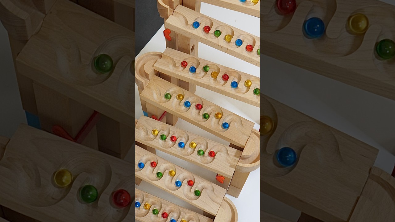 マーブルランレース☆連続くねくねスロープ&カラフルビー玉♪ #asmr #marblerun #haba
