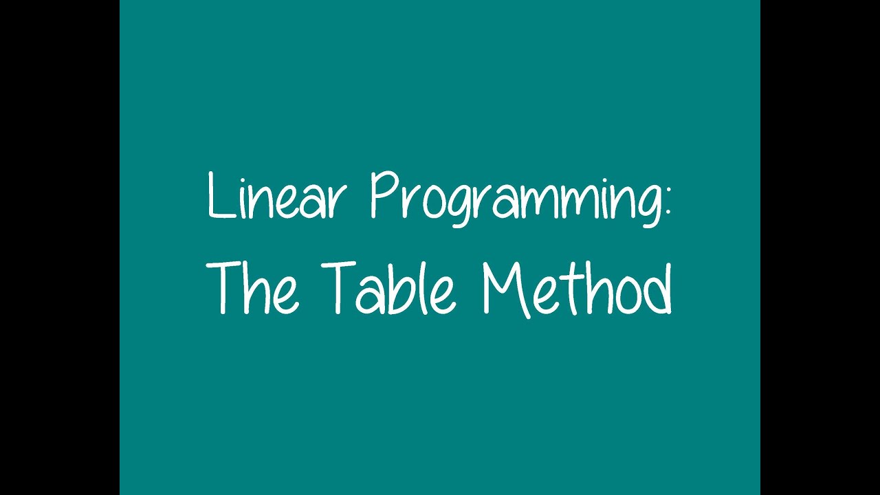 6.1 - Linear Programming: The Table Method - YouTube