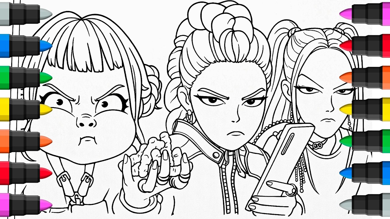 Color Rumi Hunter NEW K-POP DEMON HUNTER Coloring Page🎨 | How to Color Rumi, Mira and ...