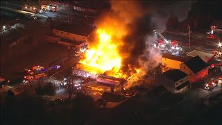 Massive fire destroys Levittown Lanes bowling alley in Bucks County, Pennsylvania