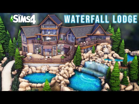 Sims 4 Waterfall Lodge - Riviera Retreat Kit Build