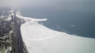 top videos Video shows ice breaking away from Lake Michigan after deep freeze