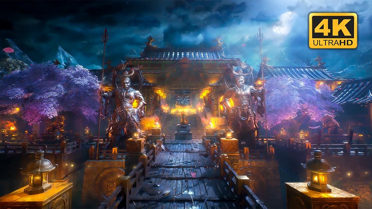 Rain In Buddhist Temple Live Wallpaper 4K - YouTube