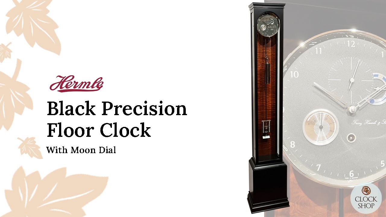 186cm Hand Polished Black Precision Floor Clock With Moon Dial By Hermle