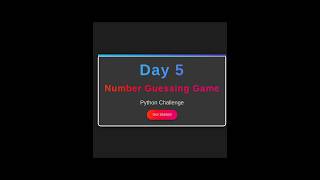 Day 5: Create Fun Number Guessing Game in Python | 30-Day Python Projects Challenge #shorts #short