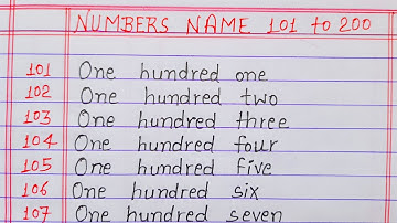 Numbers Name 101 to 200