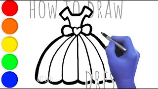 How to draw a dress | Drawing and Painting Coloring for Kids