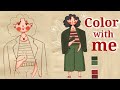 Relaxing Digital Art | Color With Me 🍂 | Soft Girl Drawing + Cat Friend | No Talking Speedpaint