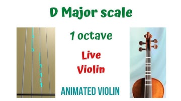 D Major Scale 🎻(1 Octave) Violin Tutorial | Animated Violin TAB | FINGERBOARD view | Backing Track
