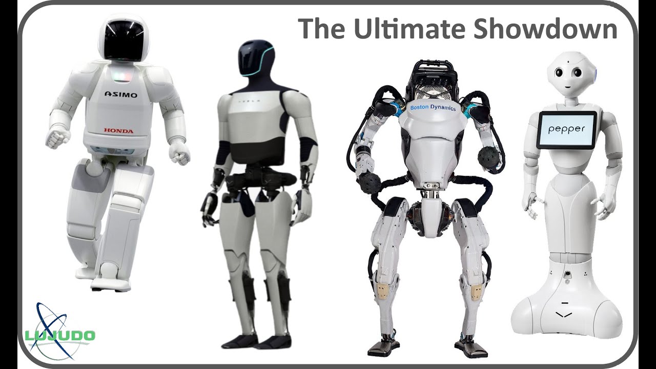 Humanoid Robot Battle: Honda Asimo, Softbank Robotics Pepper, Boston Dynamics Atlas & Tesla Optimus.