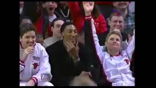 Dennis Rodman goes for 3 pointer against the hawks  1997
