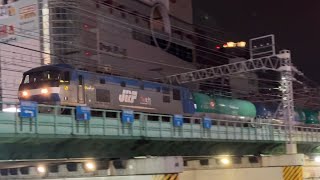 【旧塗装EF210とタキ1000–1000が深夜の新宿に！】EF210–162号機＋タキ　臨8572レ新宿駅通過