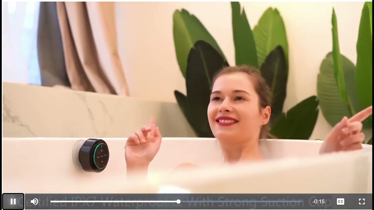 Bluetooth Waterproof Shower Speaker with Suction Cup & Colorful Lights