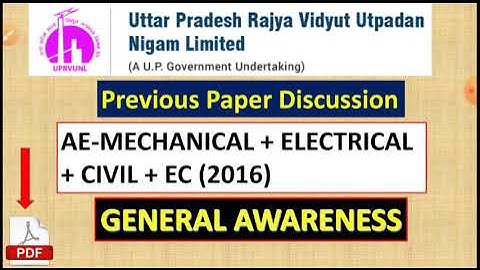#uprvunl previous year paper discussion | uprvunl general awareness preparation | uprvunl ae 2016