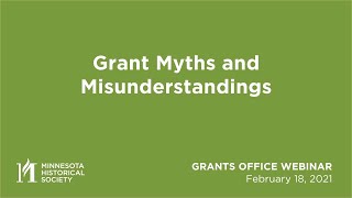 Grants Office Webinar: Grant Myths and Misunderstandings