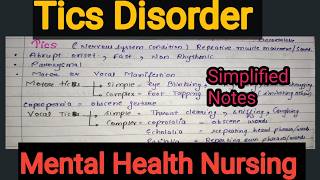 Notes Of Tics Disorder in Child Health Nursing in Hindi./ Bsc Nursing/Gnm.