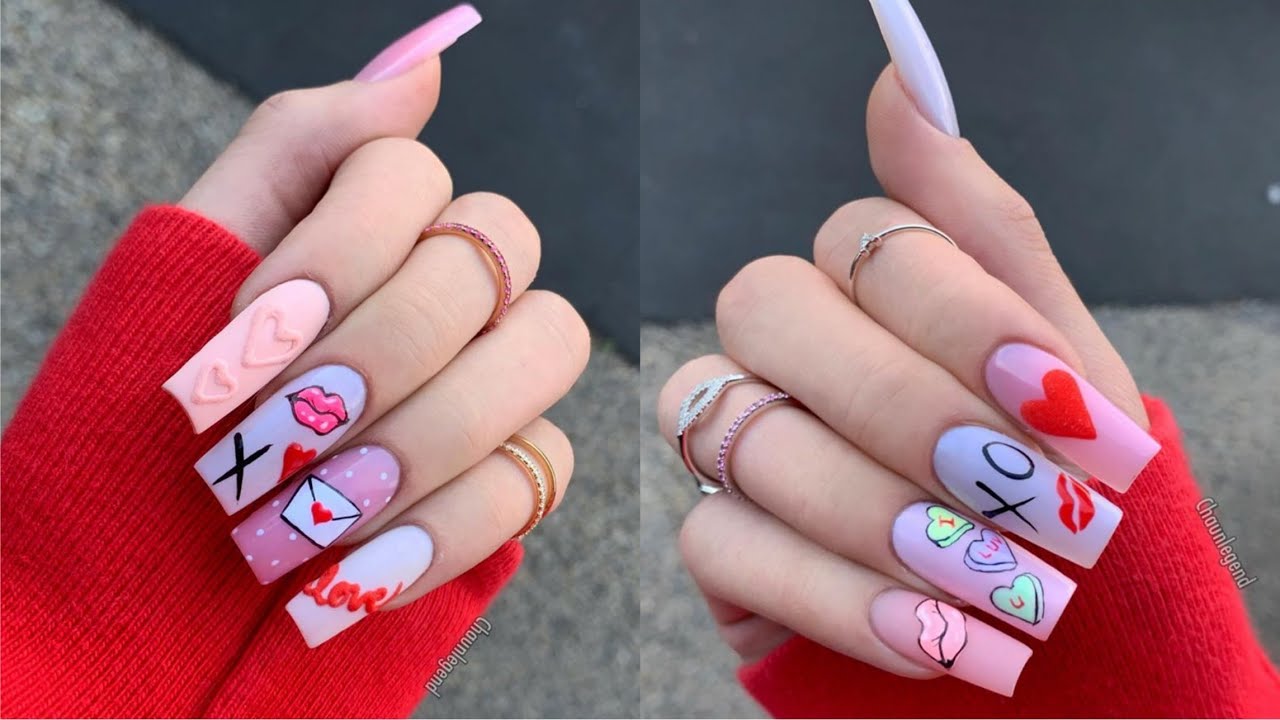 beautiful nail design with hair