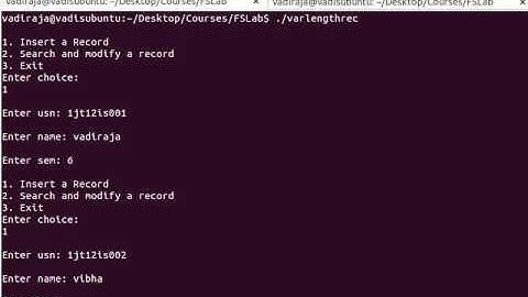 File Structures Lab Program 3 Demo