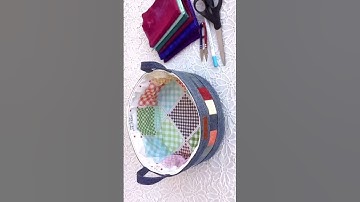 how to sew denim circle basket tutorial from old jeans #wandeeeasysewing #smallbaskettutorial#diy