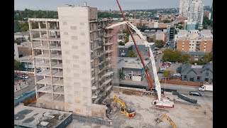 Watch High Reach Demolition in Calgary with Canada's Biggest Excavator, the Kobelco 1600