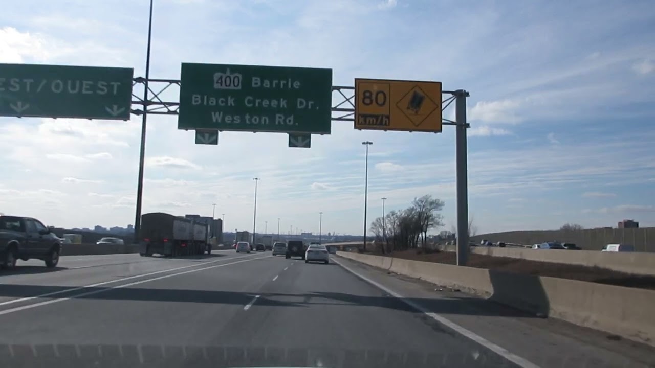 Highway 401 West to Black Creek Drive, TORONTO.