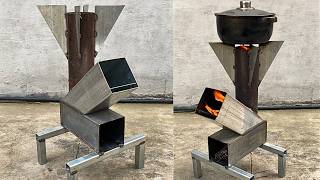 DIY - Great Craftsman's Ideas // New And Convenient Wood Burning Rocket Stove Idea From Steel Pipe ! - H.Ironworkers