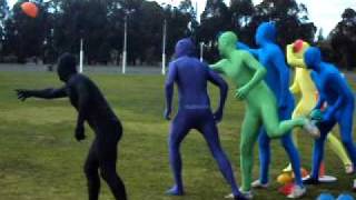 Morphsuit race at the Churchill Footy Club.