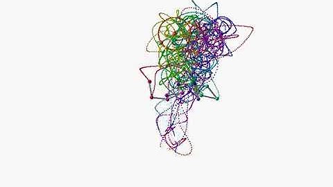 Octodecuple (18) pendulum starting from vertical position / simulation / chaos