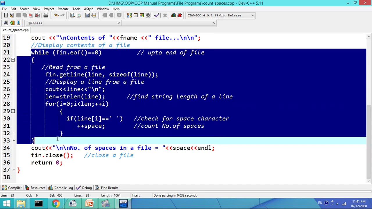 C++ program to count No of Spaces in a file - YouTube
