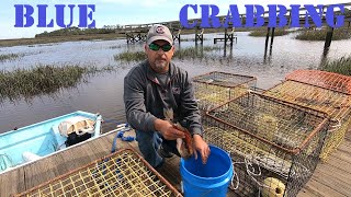 Blue Crab Crabbing with Crab Pots ( Bait, Set, Pull )