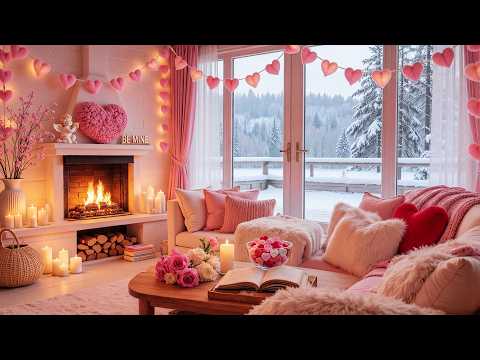 Cozy Valentine S Day Fireplaces Music Relaxing Piano Music Snowfall Happy Valentine S Day 