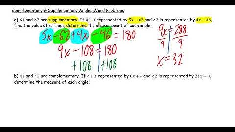 Day 23 - Word Problems Complementary & Supplementary Angles