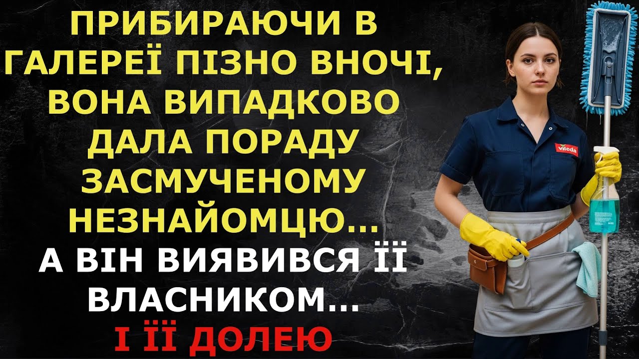 Прибираючи в галереї пізно вночі, дівчина випадково дала пораду засмученому незнайомцю…