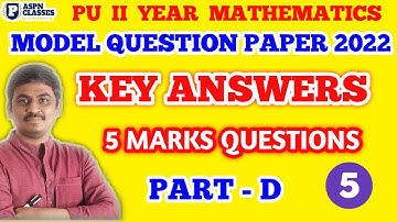 Mathematics Model Question Paper 2022 Key Answer || 2nd PU Mathematics Model Question paper answers
