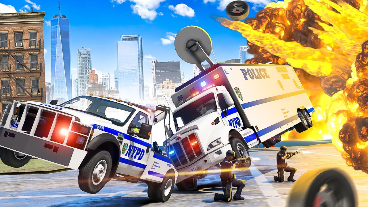 NYPD Towing New York's BIGGEST Police Trucks in GTA 5!