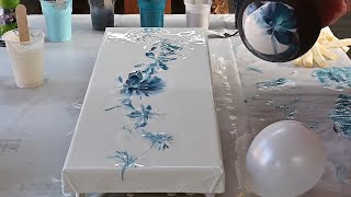 (809) Painting with BALLOON, School GLUE and ACRYLIC PAINTS ~ Balloon kiss for beginners ~ Fluid art