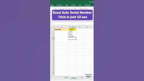 Excel Auto Serial Number Trick in just 10 sec😲🔥#shorts #excel #viral #computer #excel #exceltips