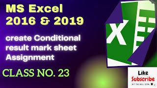 Excel 2019 Conditional Result Mark Sheet | Class 23 | Skill Everything