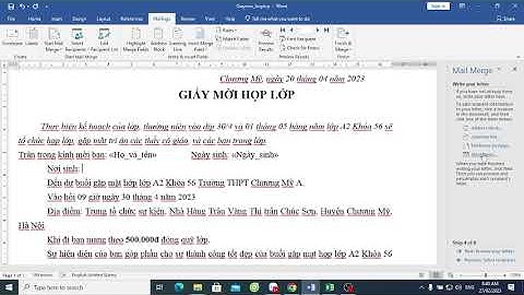 Hướng dẫn tạo giấy mời bằng công cụ Mailings trong Word